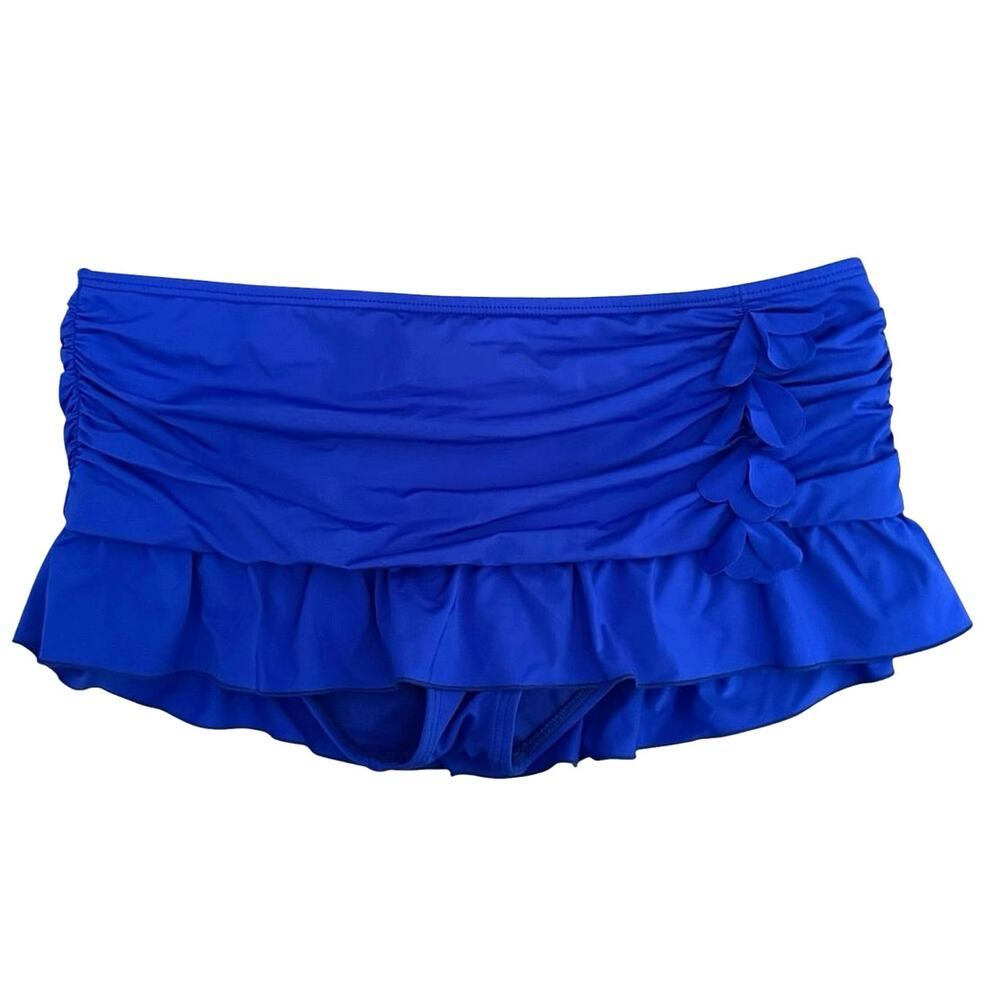 Kenneth Cole Electric Blue Ruffle Swim Skirt Bikini Bottoms